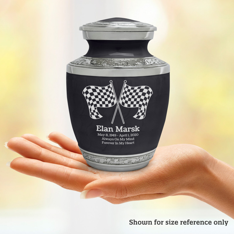 Checkered Flags Sharing Urn - Ebony Black