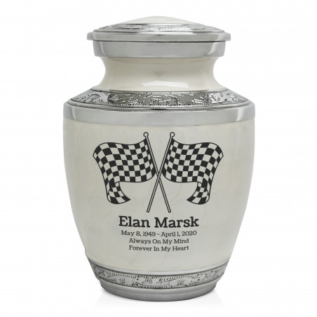 Checkered Flags Sharing Urn - Radiant White