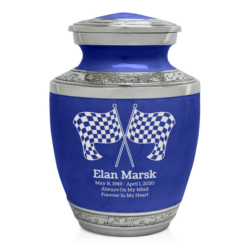 Checkered Flags Sharing Urn - Royal Blue