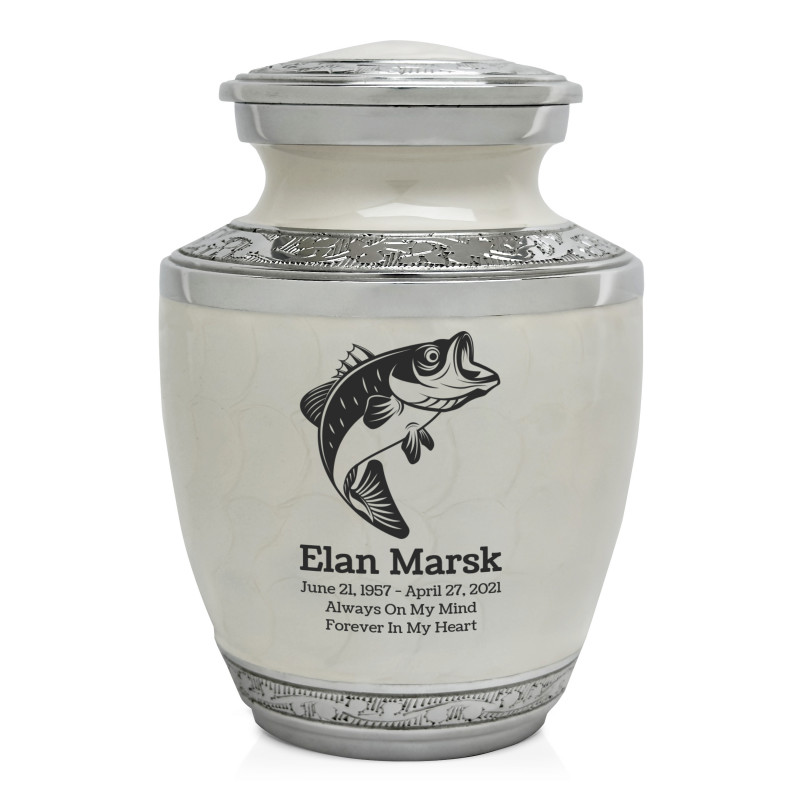 Bass Fishing Sharing Urn - Radiant White