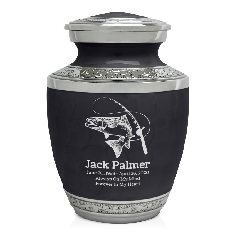 Salmon Fishing Sharing Urn - Ebony Black