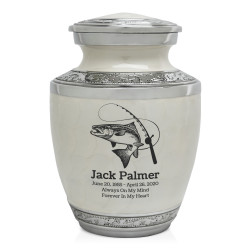 Salmon Fishing Sharing Urn - Radiant White
