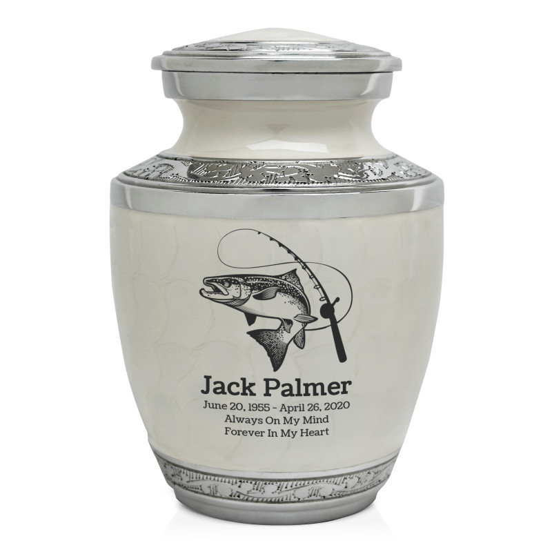 Salmon Fishing Sharing Urn - Radiant White