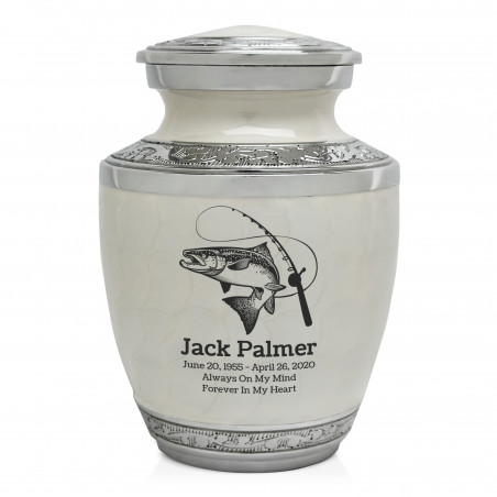 Salmon Fishing Sharing Urn - Radiant White