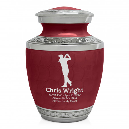 Golfer Sharing Urn - Rose Red