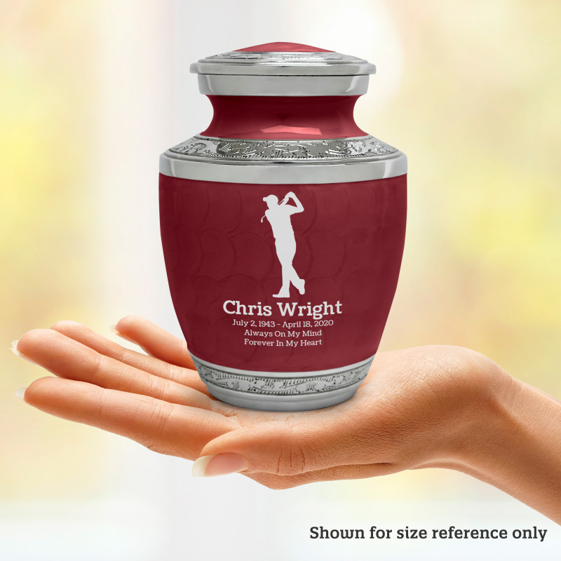Golfer Sharing Urn - Rose Red