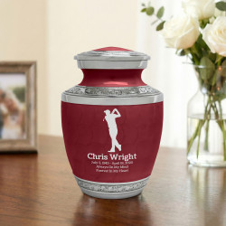 Golfer Sharing Urn - Rose Red