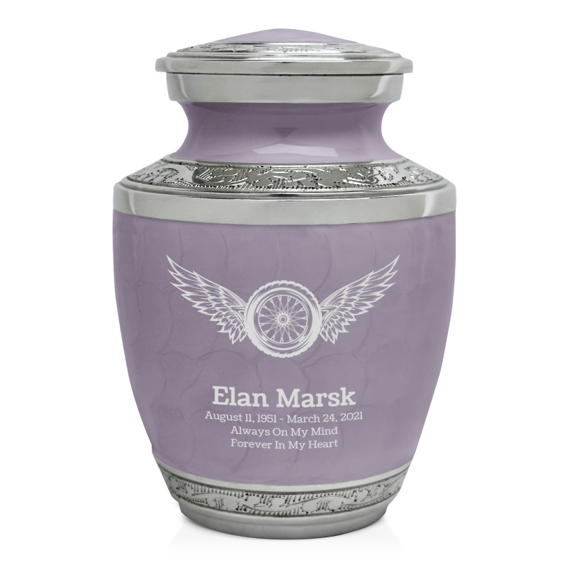 Motorcycle Wheel Wings Sharing Urn - Regal Purple