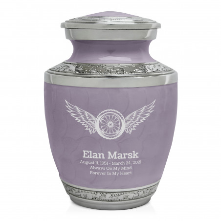 Motorcycle Wheel Wings Sharing Urn - Regal Purple