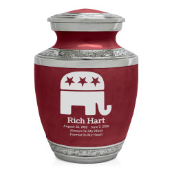 Republican Elephant Sharing Urn - Rose Red