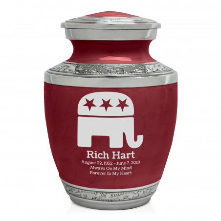 Republican Elephant Sharing Urn - Rose Red