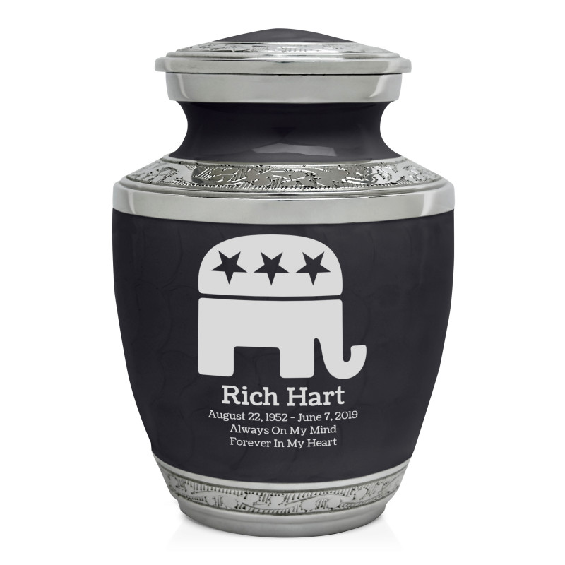 Republican Elephant Sharing Urn - Ebony Black