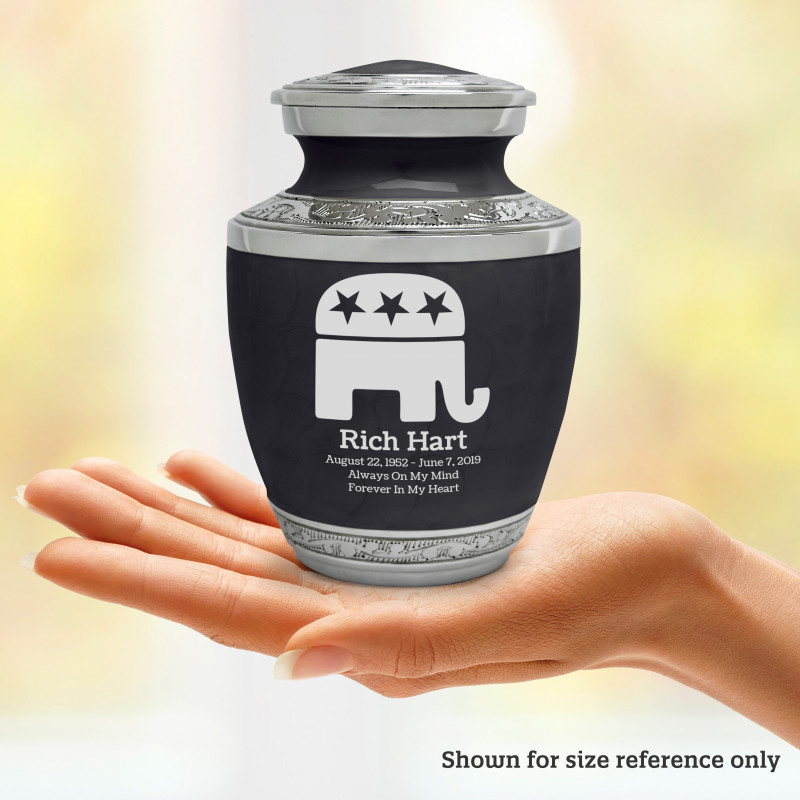 Republican Elephant Sharing Urn - Ebony Black