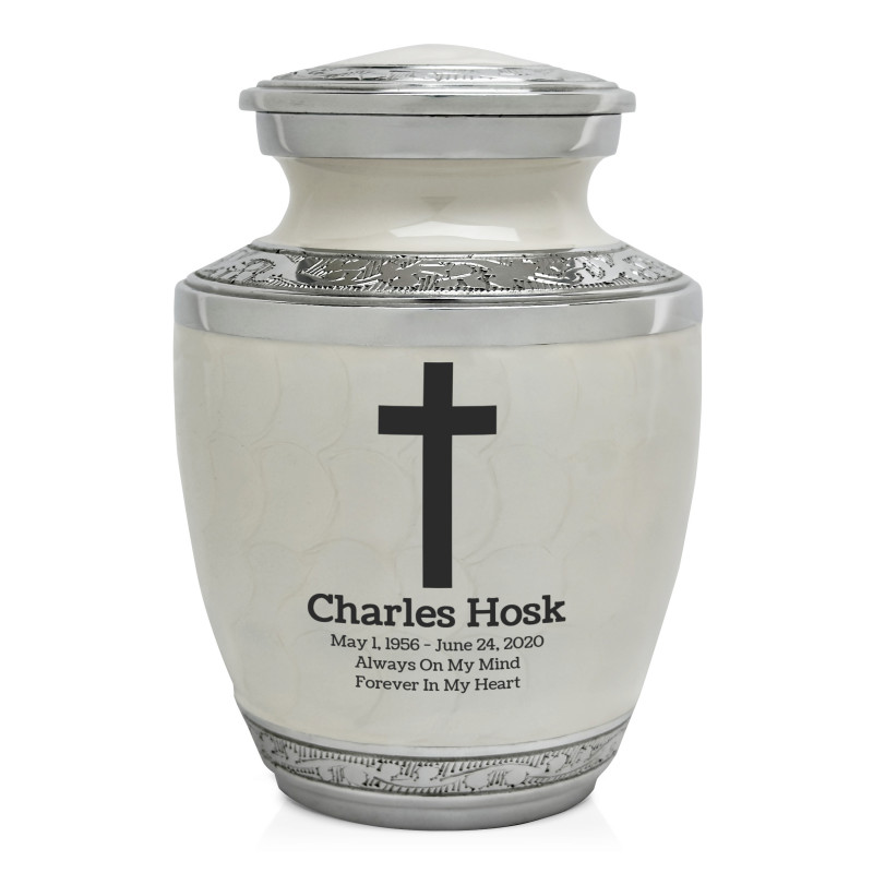 Cross Plain Sharing Urn - Radiant White