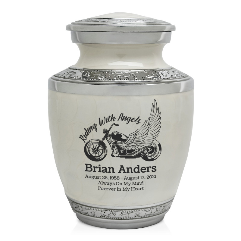 Riding with Angels Motorcycle Sharing Urn - Radiant White