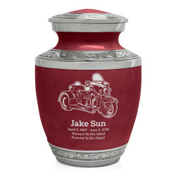 3 Wheel Motorcycle Sharing Urn - Rose Red