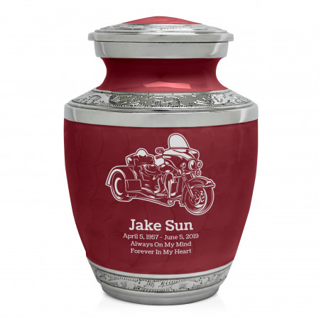 3 Wheel Motorcycle Sharing Urn - Rose Red