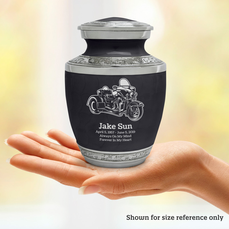3 Wheel Motorcycle Sharing Urn - Ebony Black