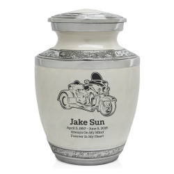 3 Wheel Motorcycle Sharing Urn - Radiant White