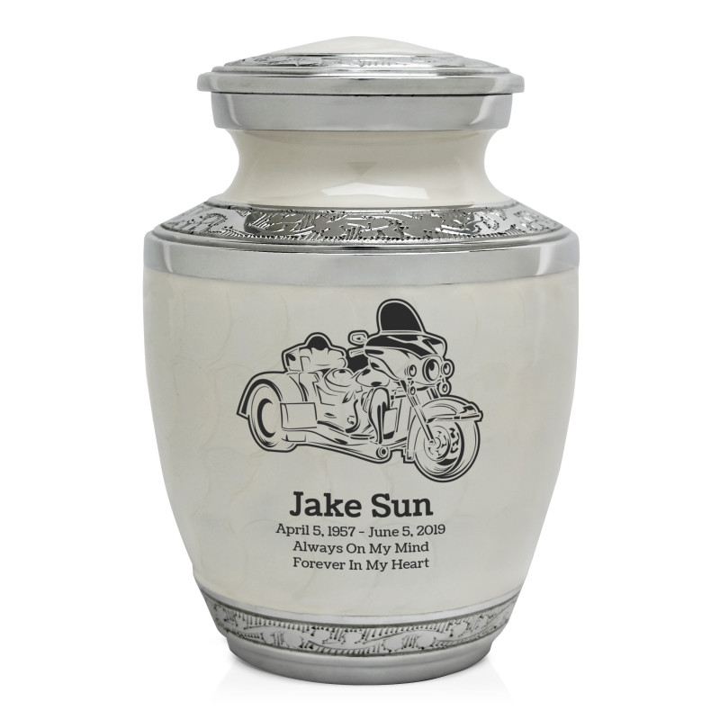 3 Wheel Motorcycle Sharing Urn - Radiant White