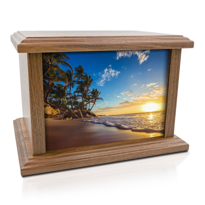 Beach Sunset Cremation Urn - Prestige Walnut