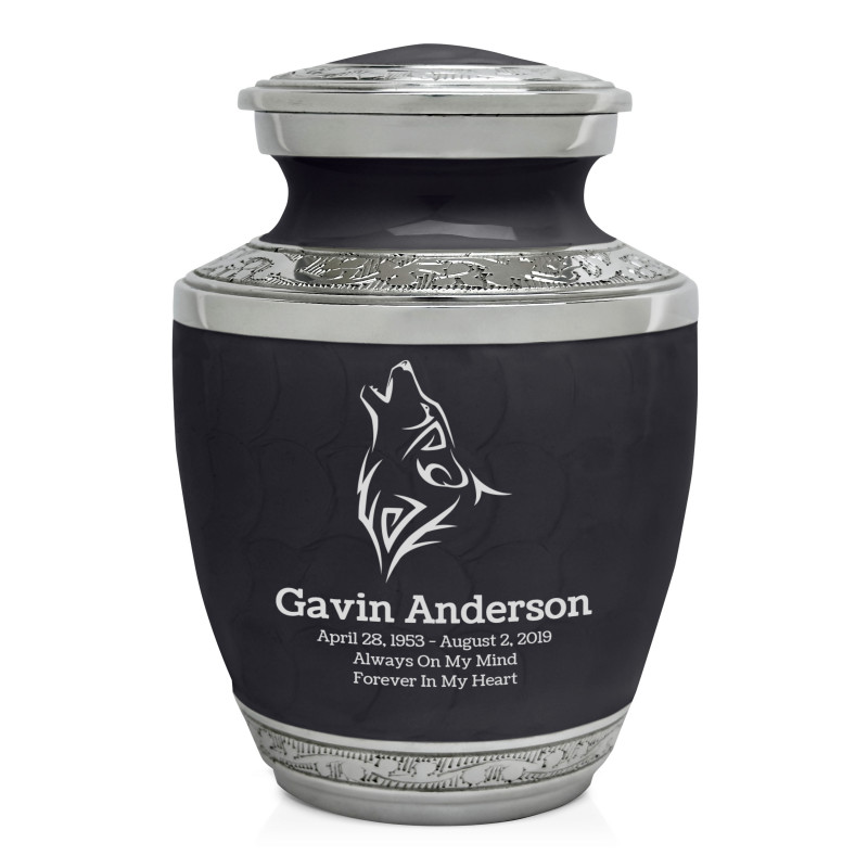 Wolf Sharing Urn - Ebony Black