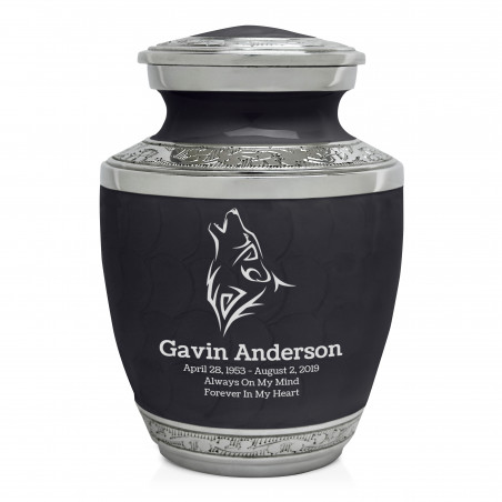 Wolf Sharing Urn - Ebony Black