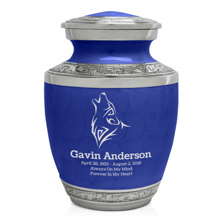 Wolf Sharing Urn - Royal Blue