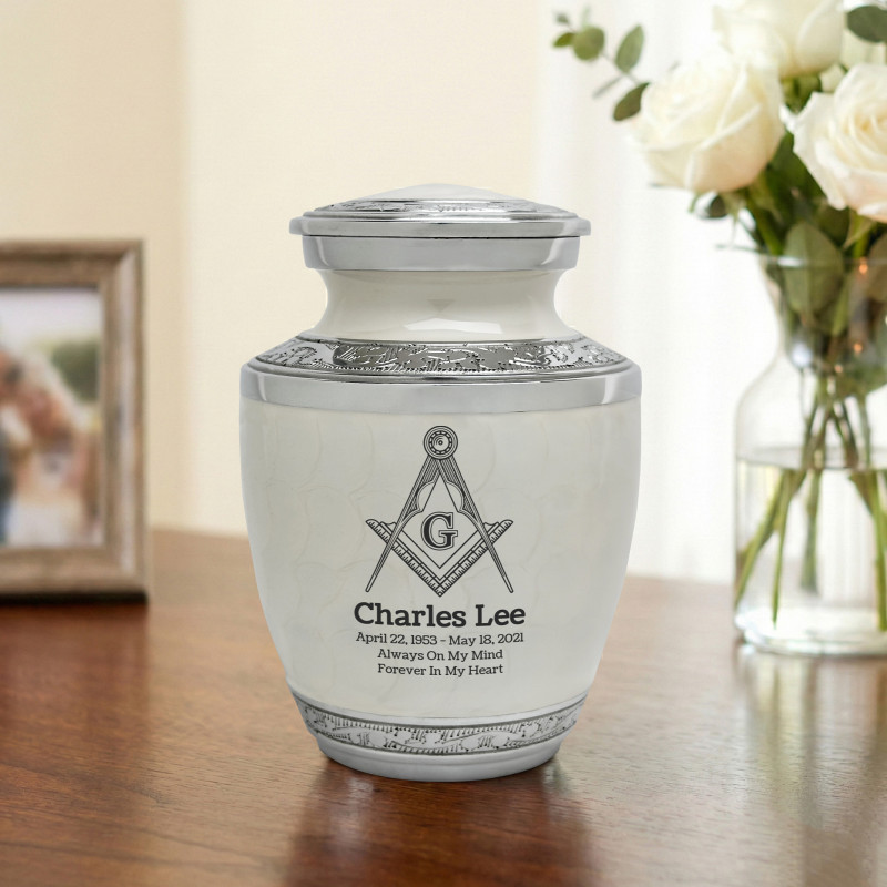 Masonic Sharing Urn - Radiant White