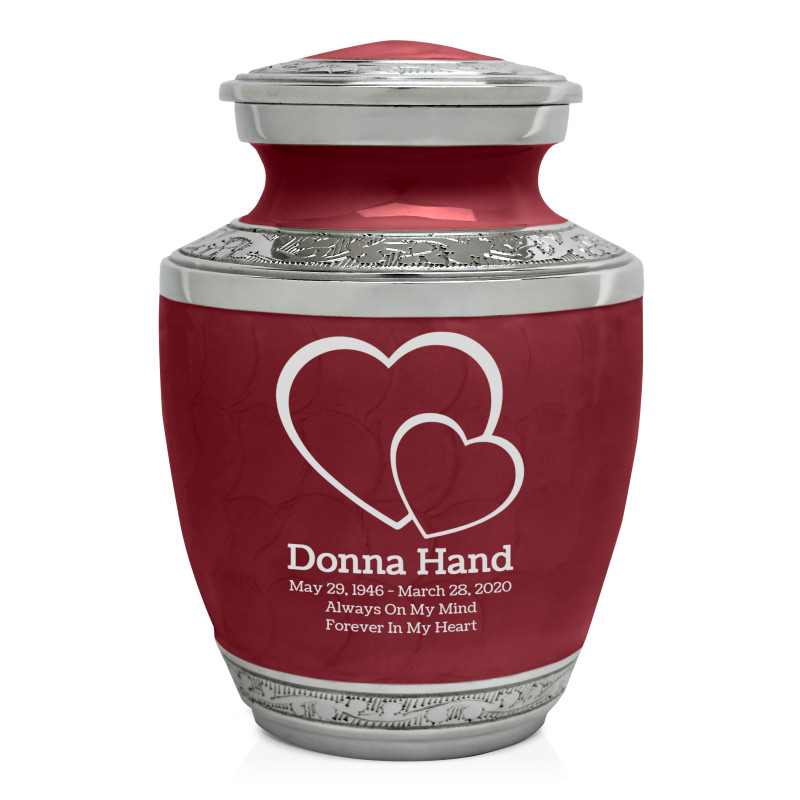 Loving Hearts Sharing Urn - Rose Red