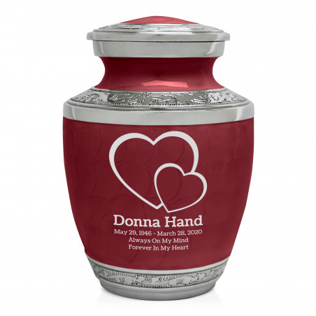 Loving Hearts Sharing Urn - Rose Red