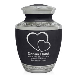 Loving Hearts Sharing Urn - Ebony Black