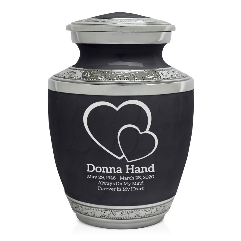 Loving Hearts Sharing Urn - Ebony Black