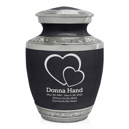 Loving Hearts Sharing Urn - Ebony Black