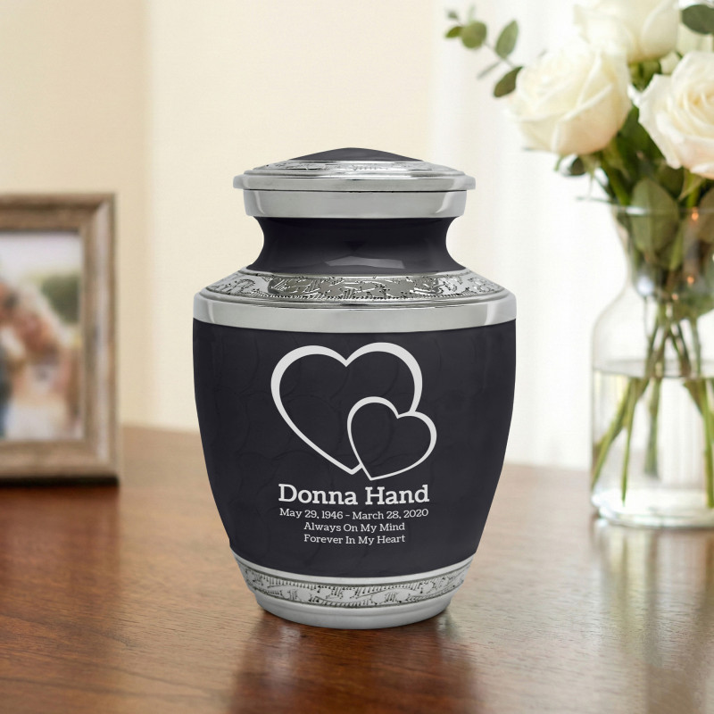 Loving Hearts Sharing Urn - Ebony Black