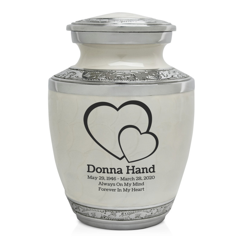 Loving Hearts Sharing Urn - Radiant White