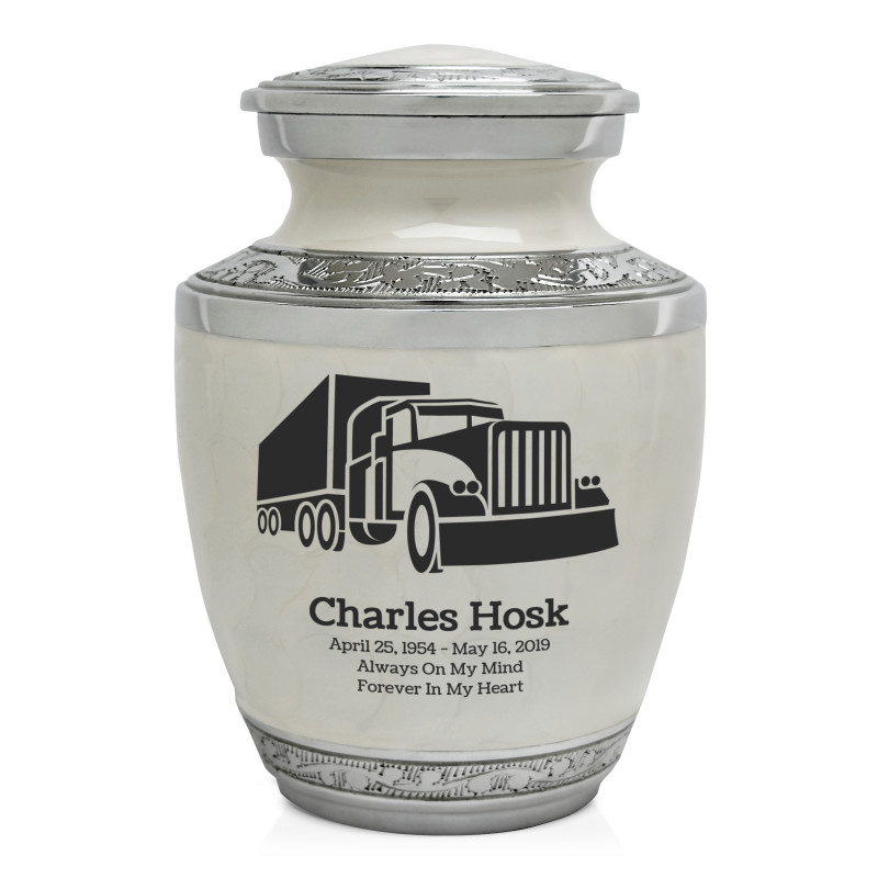 Semi Truck Sharing Urn - Radiant White