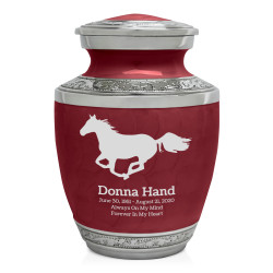 Horse Sharing Urn - Rose Red