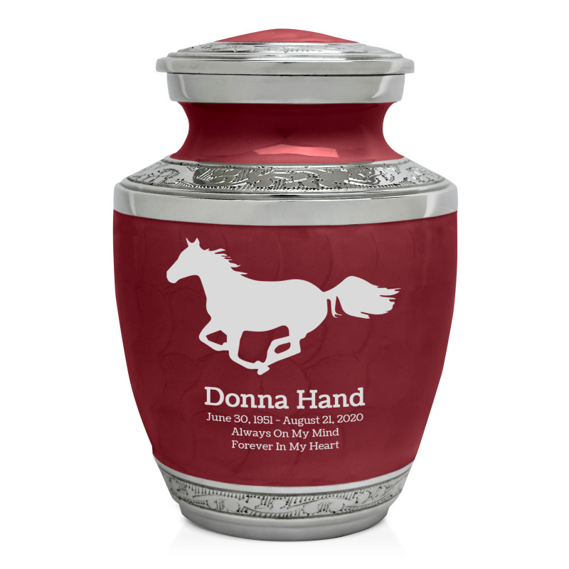 Horse Sharing Urn - Rose Red