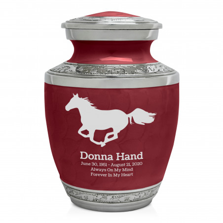 Horse Sharing Urn - Rose Red