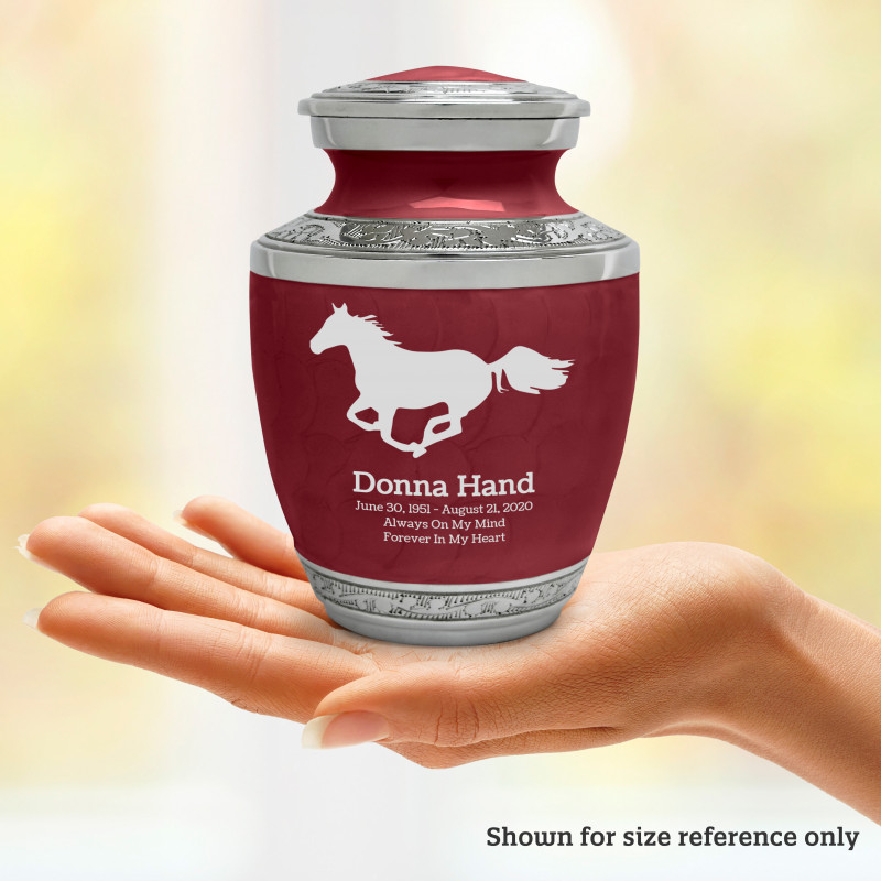 Horse Sharing Urn - Rose Red