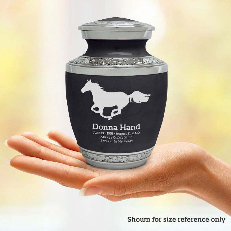 Horse Sharing Urn - Ebony Black