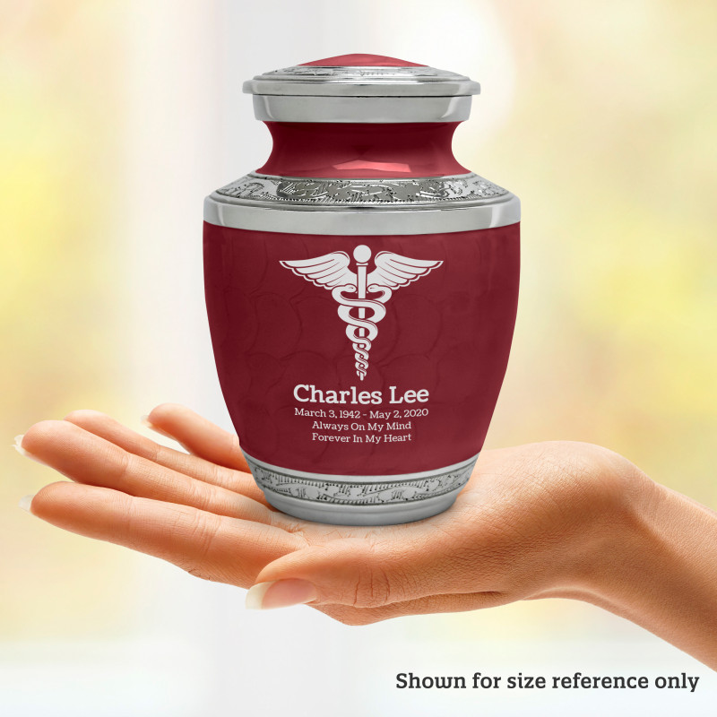 Caduceus Sharing Urn - Rose Red