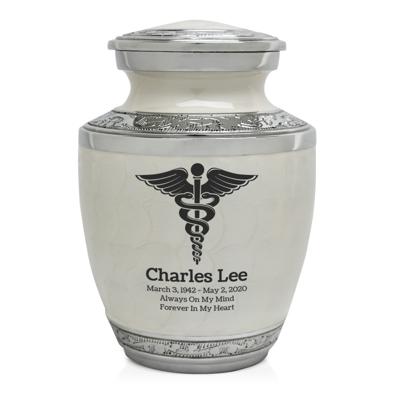 Caduceus Sharing Urn - Radiant White
