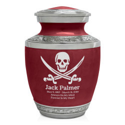 Pirate Skull Sharing Urn - Rose Red