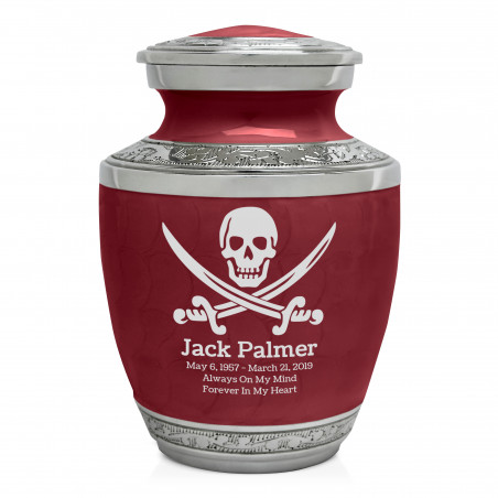Pirate Skull Sharing Urn - Rose Red