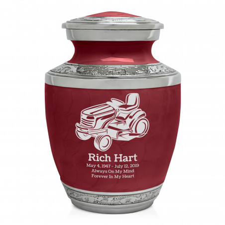 Riding Lawn Mower Sharing Urn - Rose Red