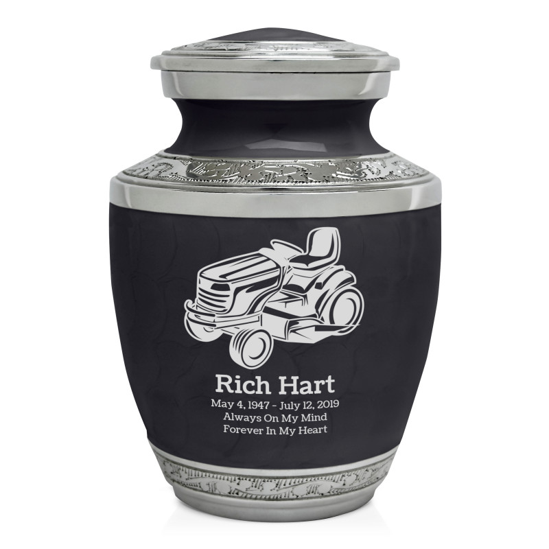 Riding Lawn Mower Sharing Urn - Ebony Black