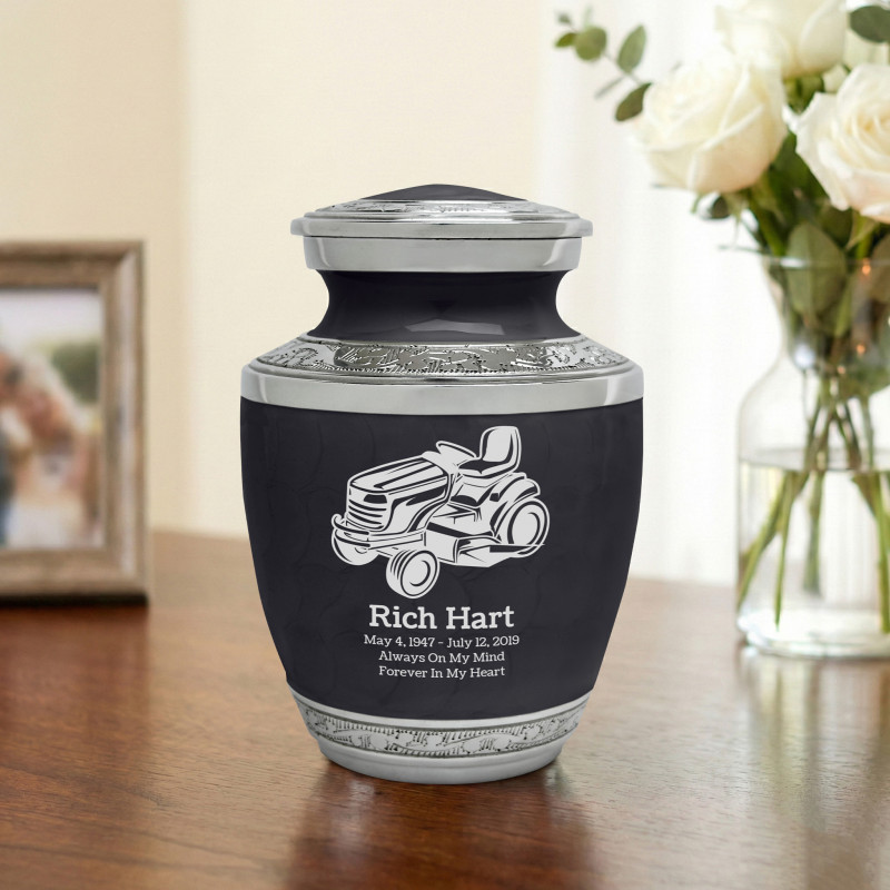 Riding Lawn Mower Sharing Urn - Ebony Black