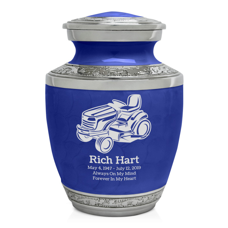 Riding Lawn Mower Sharing Urn - Royal Blue